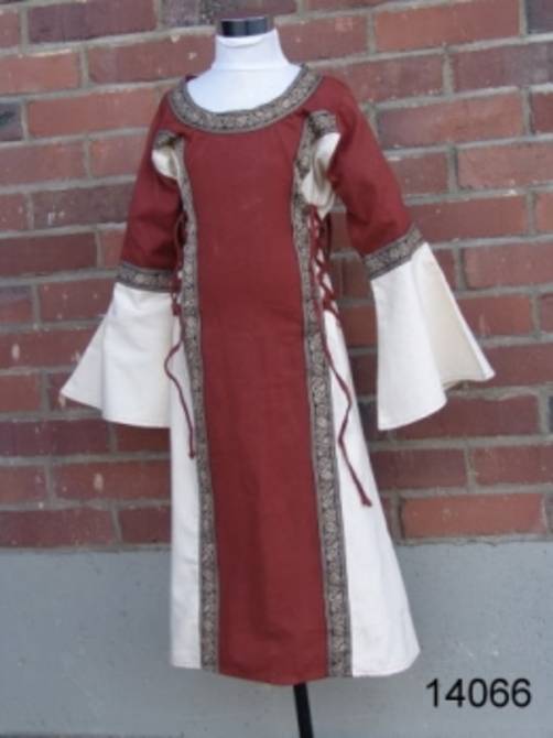 Middeleeuwse Kinder Jonkvrouw Jurk Rood/beige