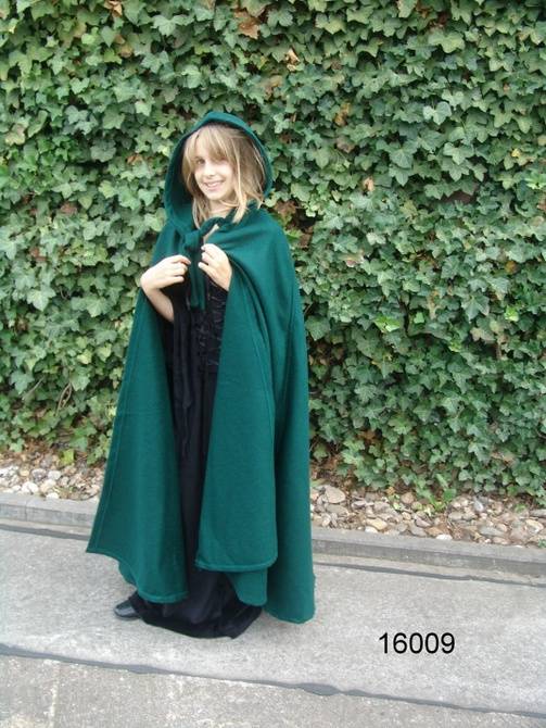 Grijze Jager Kindercape in Groen van Wol, ca. 105 cm