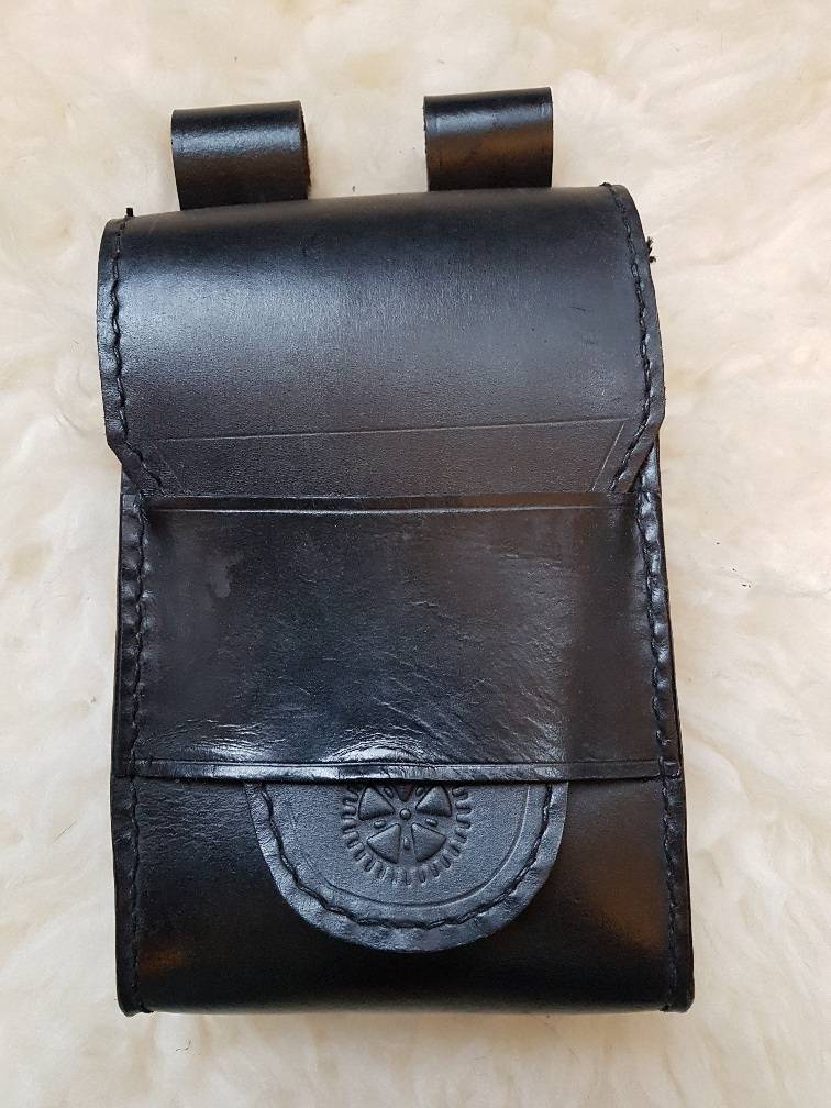 Mittelalter Leder Tasche in Schwarz