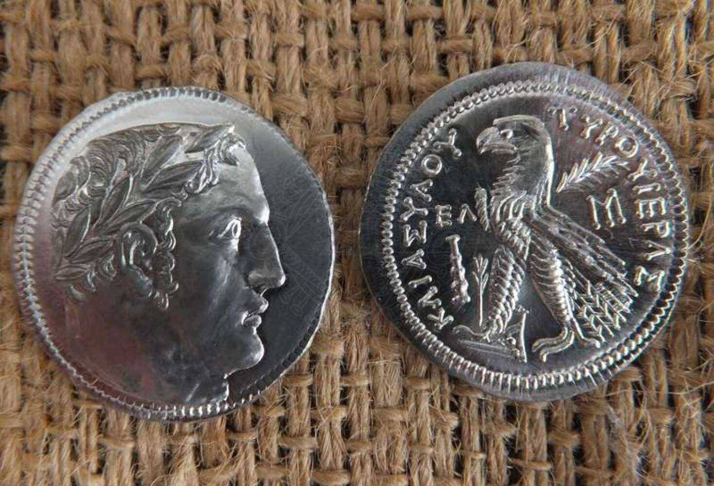 5 Zilverstukken Griekse munten van Juda – Replica van de sjekel van Tyrus