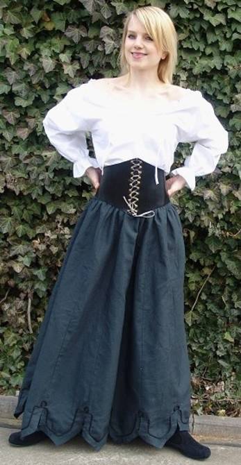 Middeleeuwse Dames Rok in Blauw