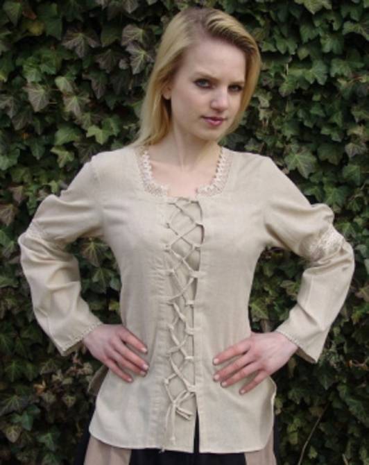 Middeleeuwse Dames Blouse in Natuurkleur (UITVERKOOP)