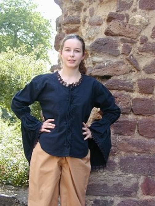 Middeleeuwse Dames Blouse in Zwart (UITVERKOOP)