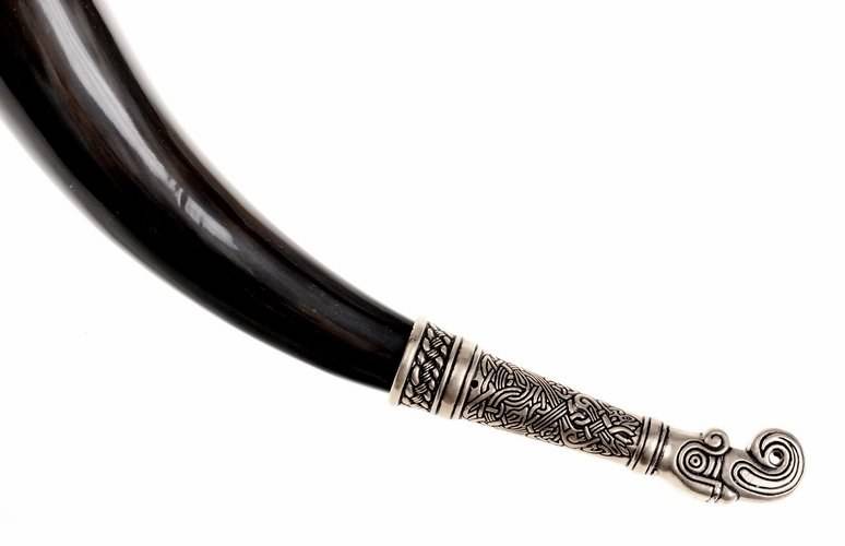 Replik Angelsächsischen Trinkhorn-Spitze Versilbert