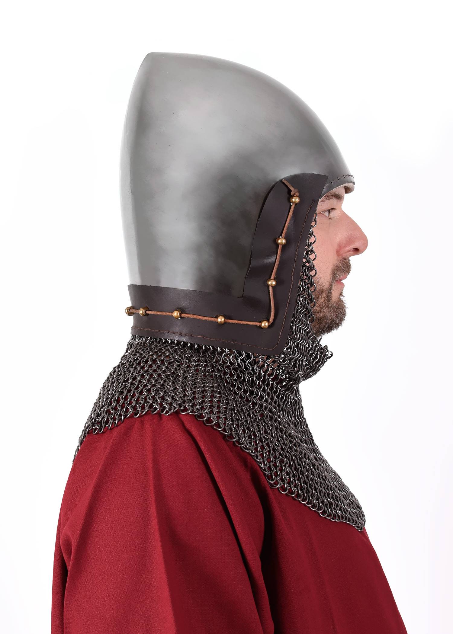 Bascinet helm 14e-15e eeuwse met ronde Malienkolderringen