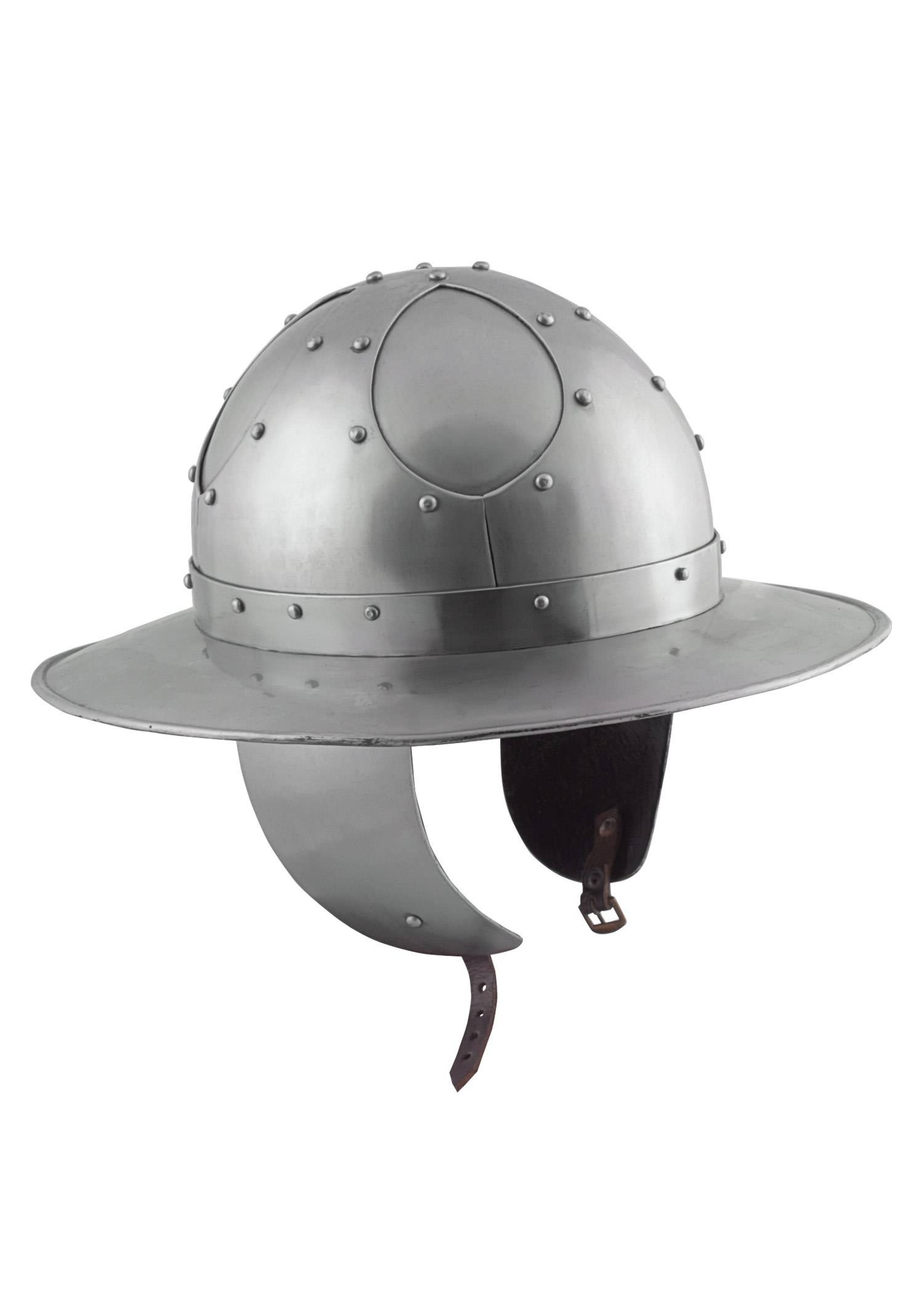 Monnikskaphelm met wangkleppen, middeleeuwse, 1,6 mm staal