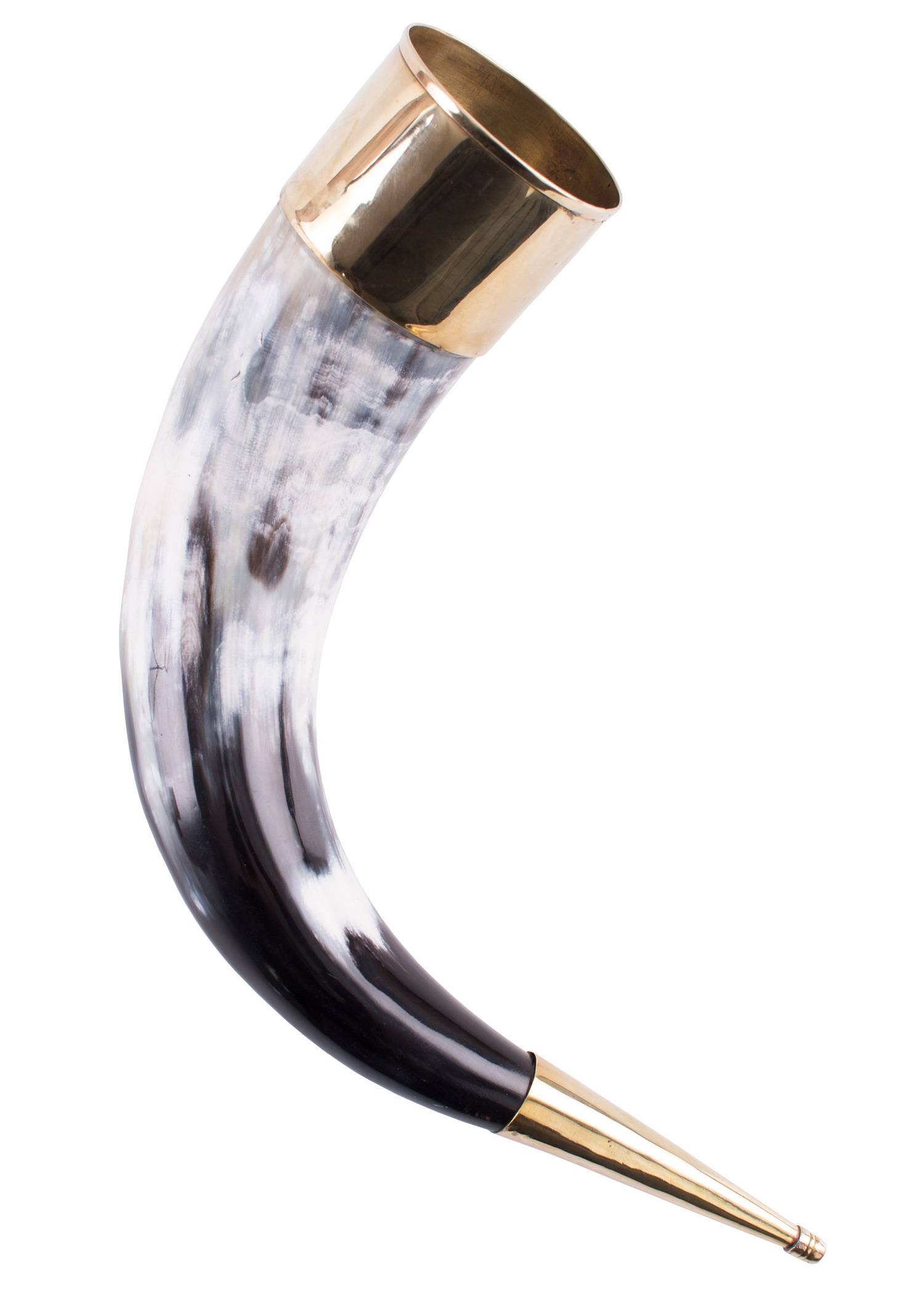 Viking Drinkhoorn met messing beslag en standaard