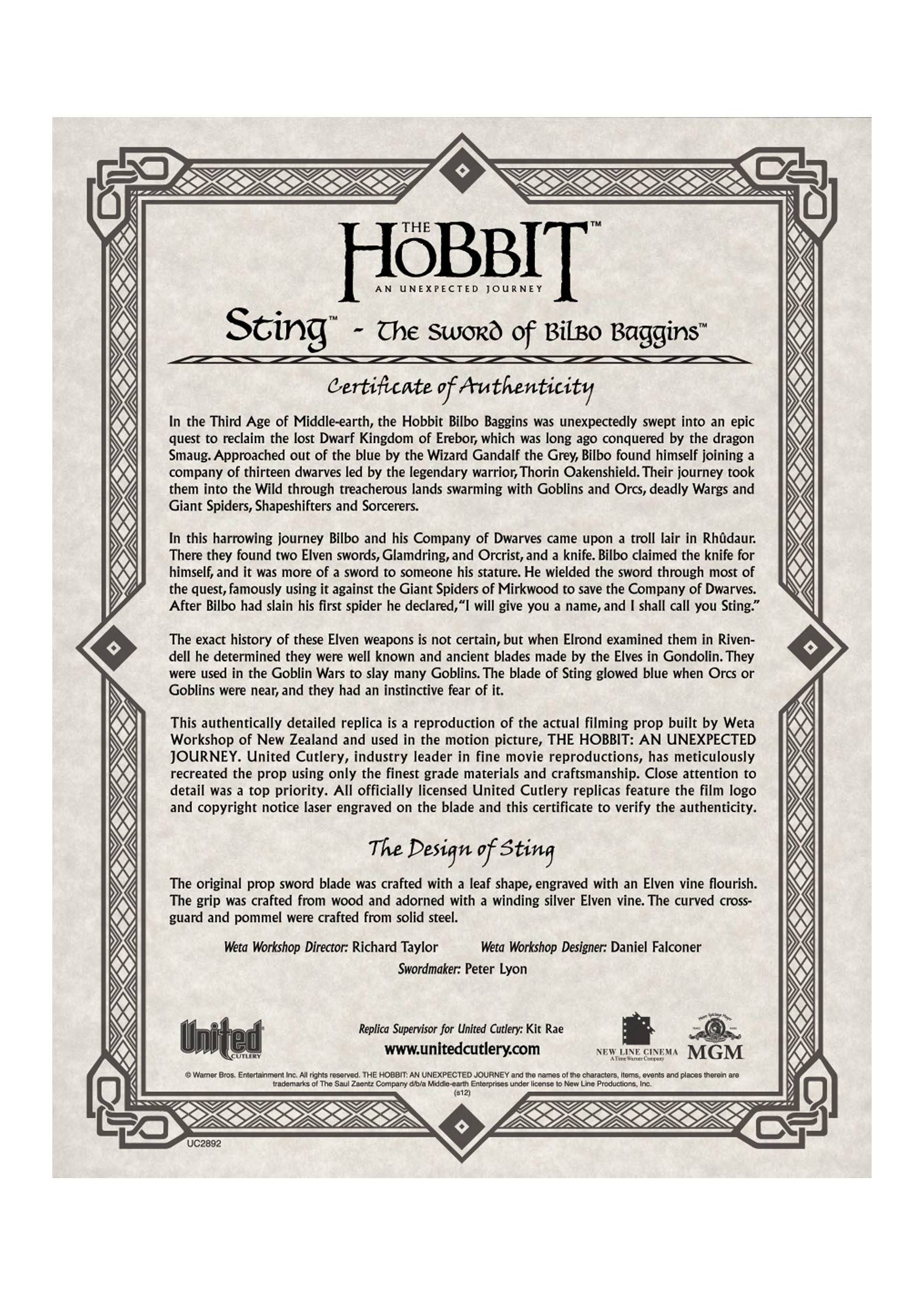 ​Der Stich, das Schwert Bilbo Beutlins