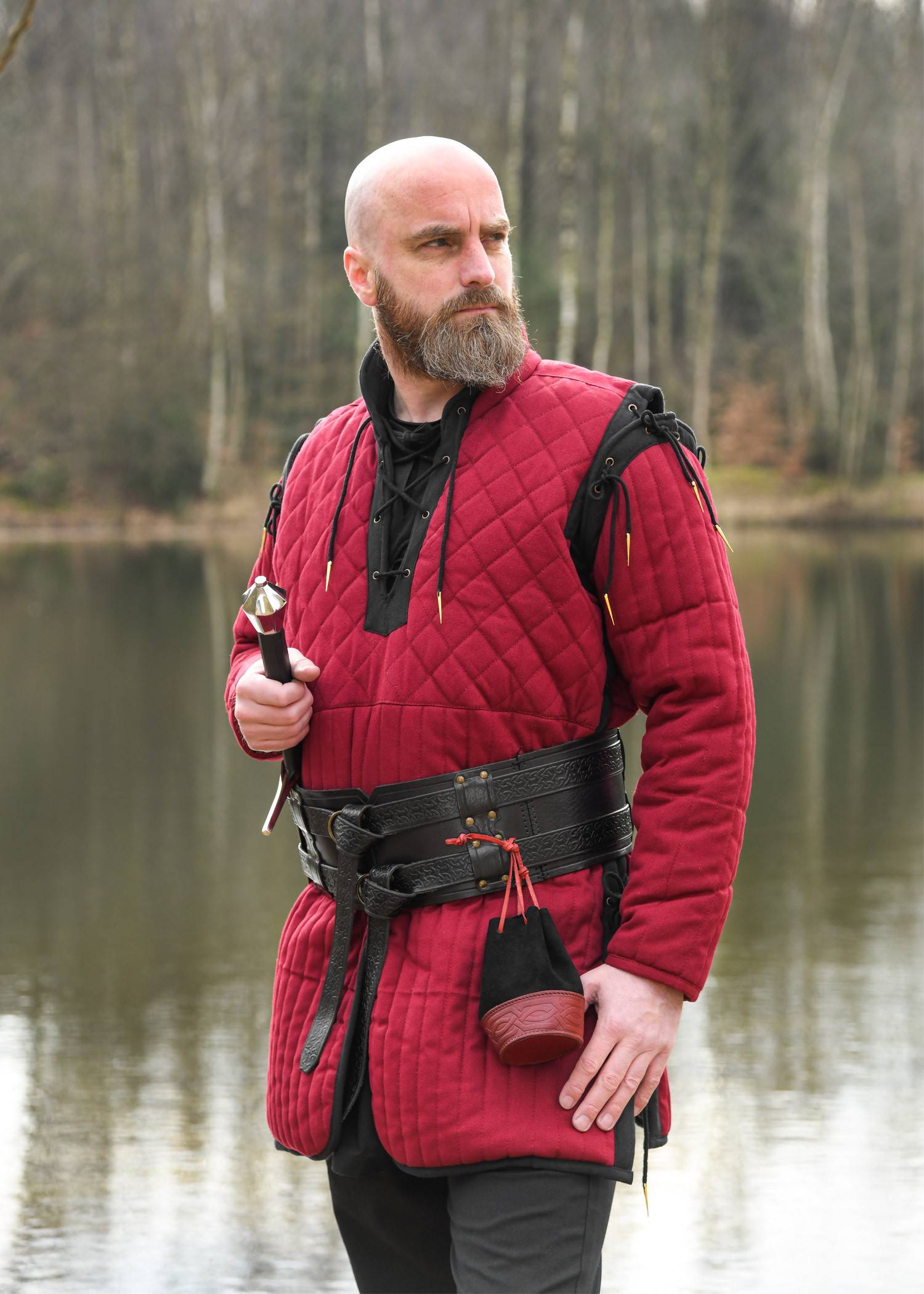 Gambeson met afneembare mouwen, wijnrood/zwart