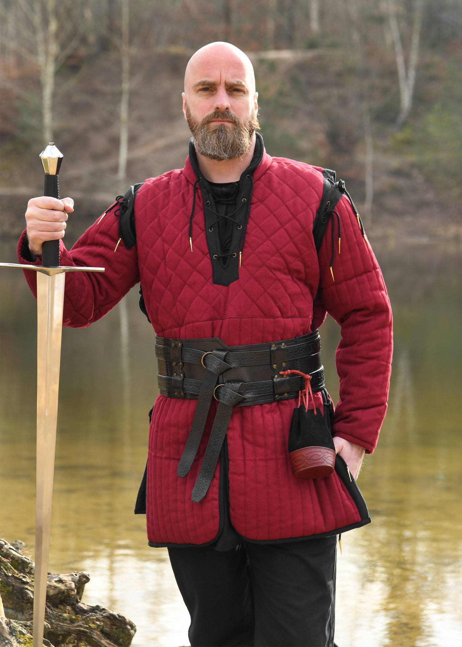 Gambeson met afneembare mouwen, wijnrood/zwart
