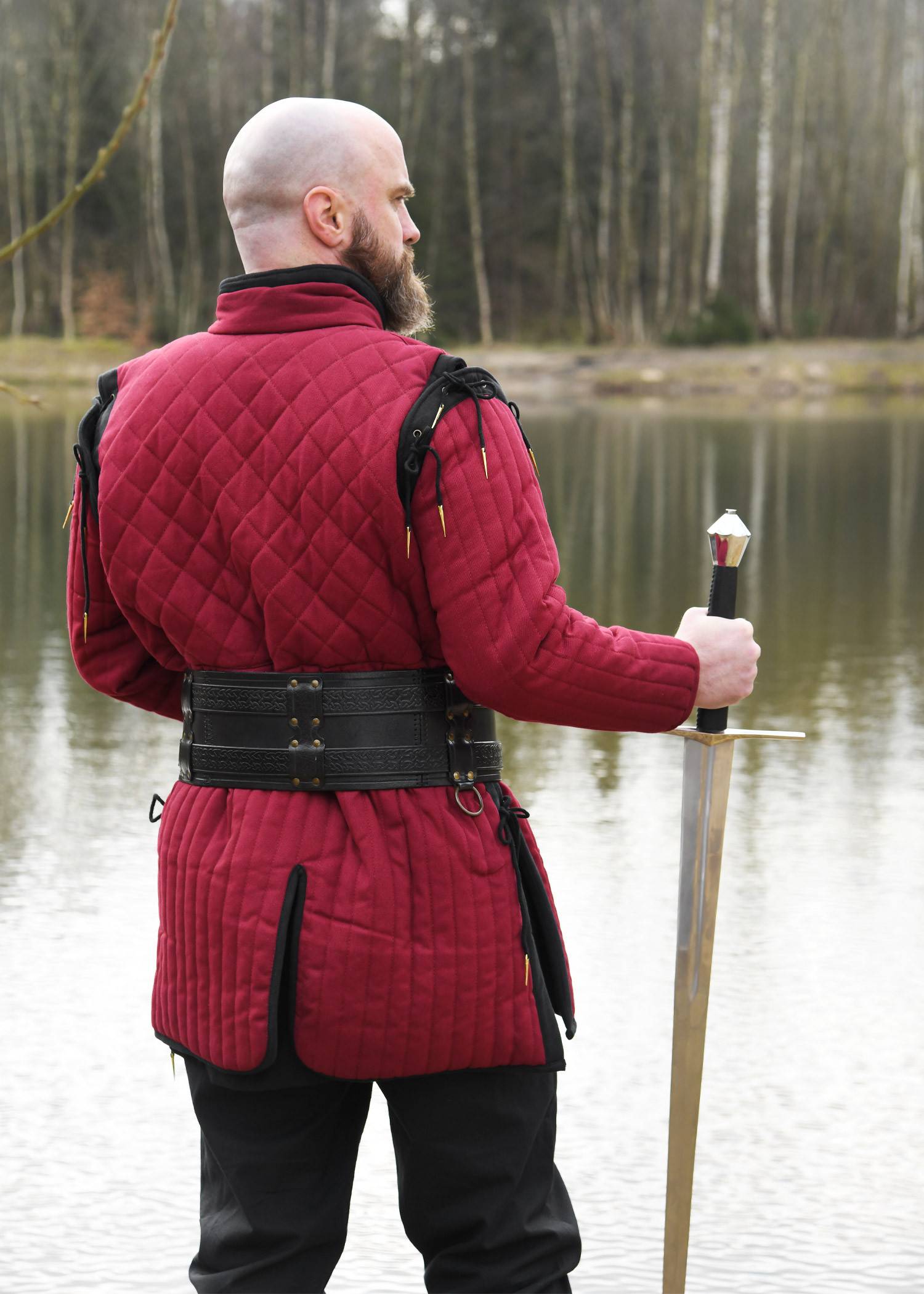 Gambeson met afneembare mouwen, wijnrood/zwart