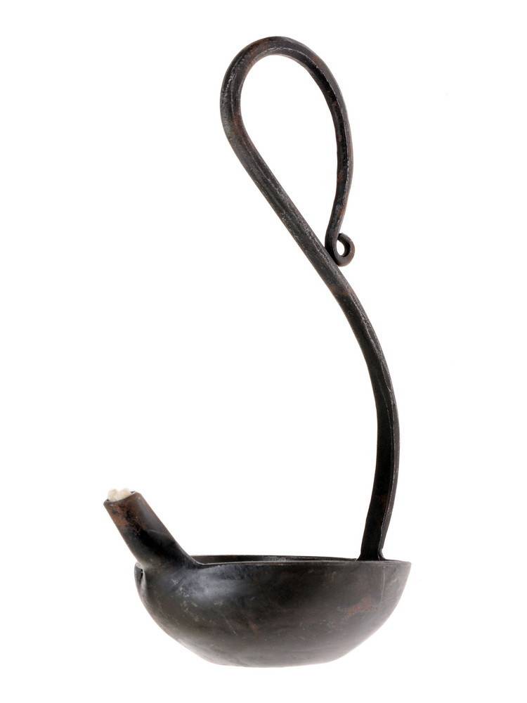 Middeleeuwse Gesmede Olielamp Lang model