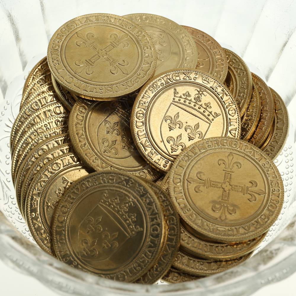 Gouden écu van Karel VIII, replica van een Franse munt