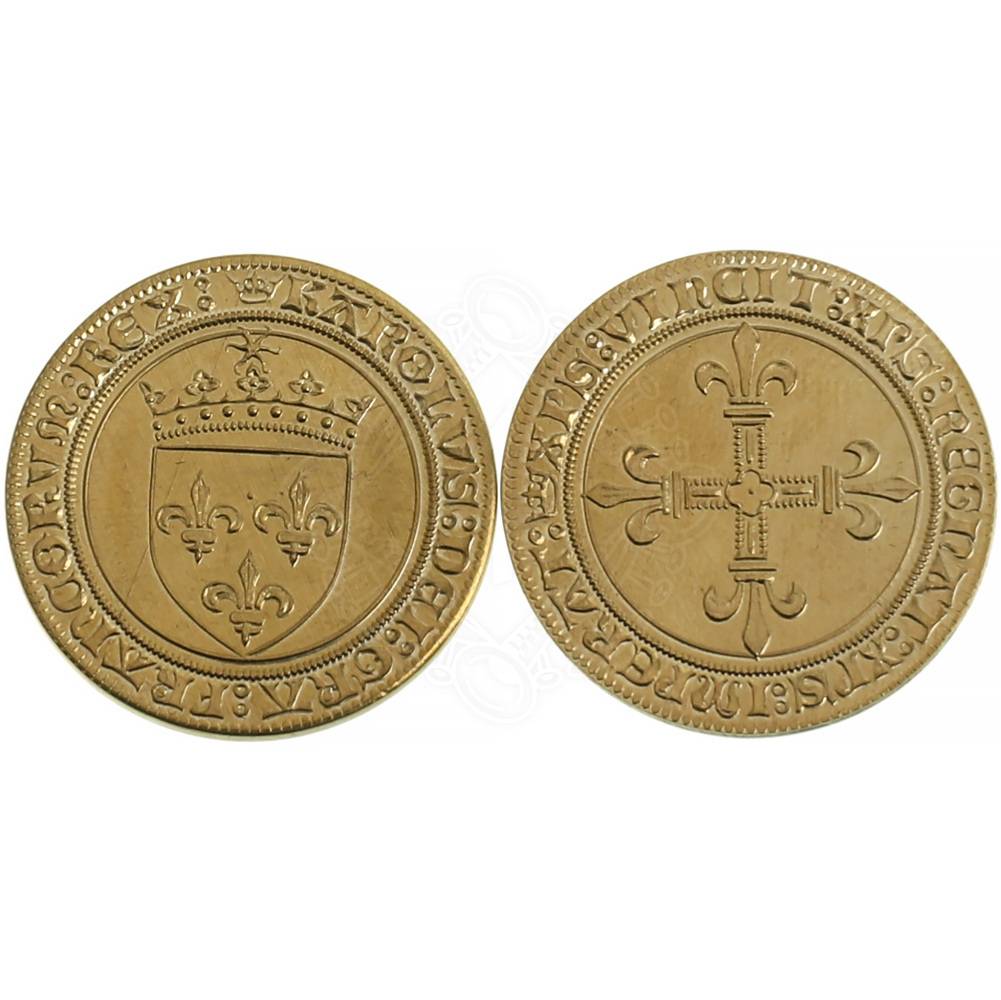 Gouden écu van Karel VIII, replica van een Franse munt