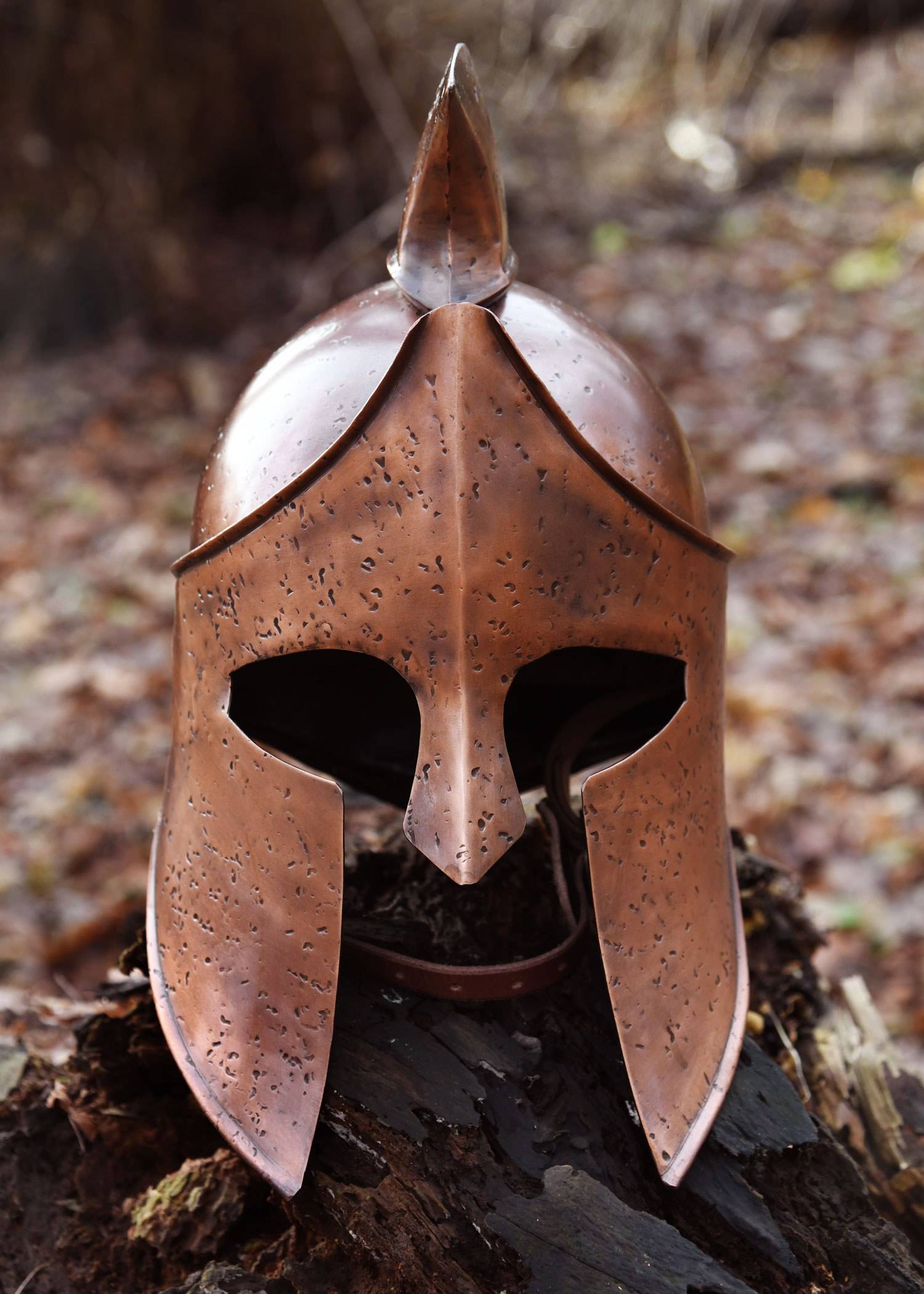 ​Griechischer Helm des Themistokles aus 1,2 mm Stahl mit antikem Bronze-Finish