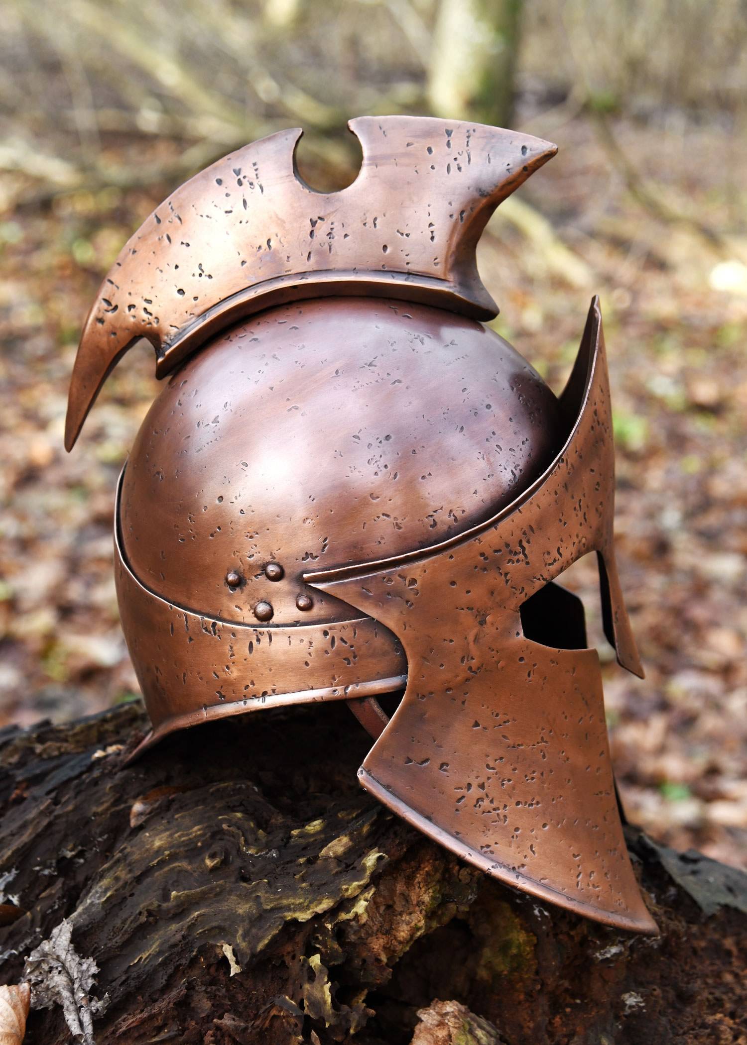 ​Griechischer Helm des Themistokles aus 1,2 mm Stahl mit antikem Bronze-Finish