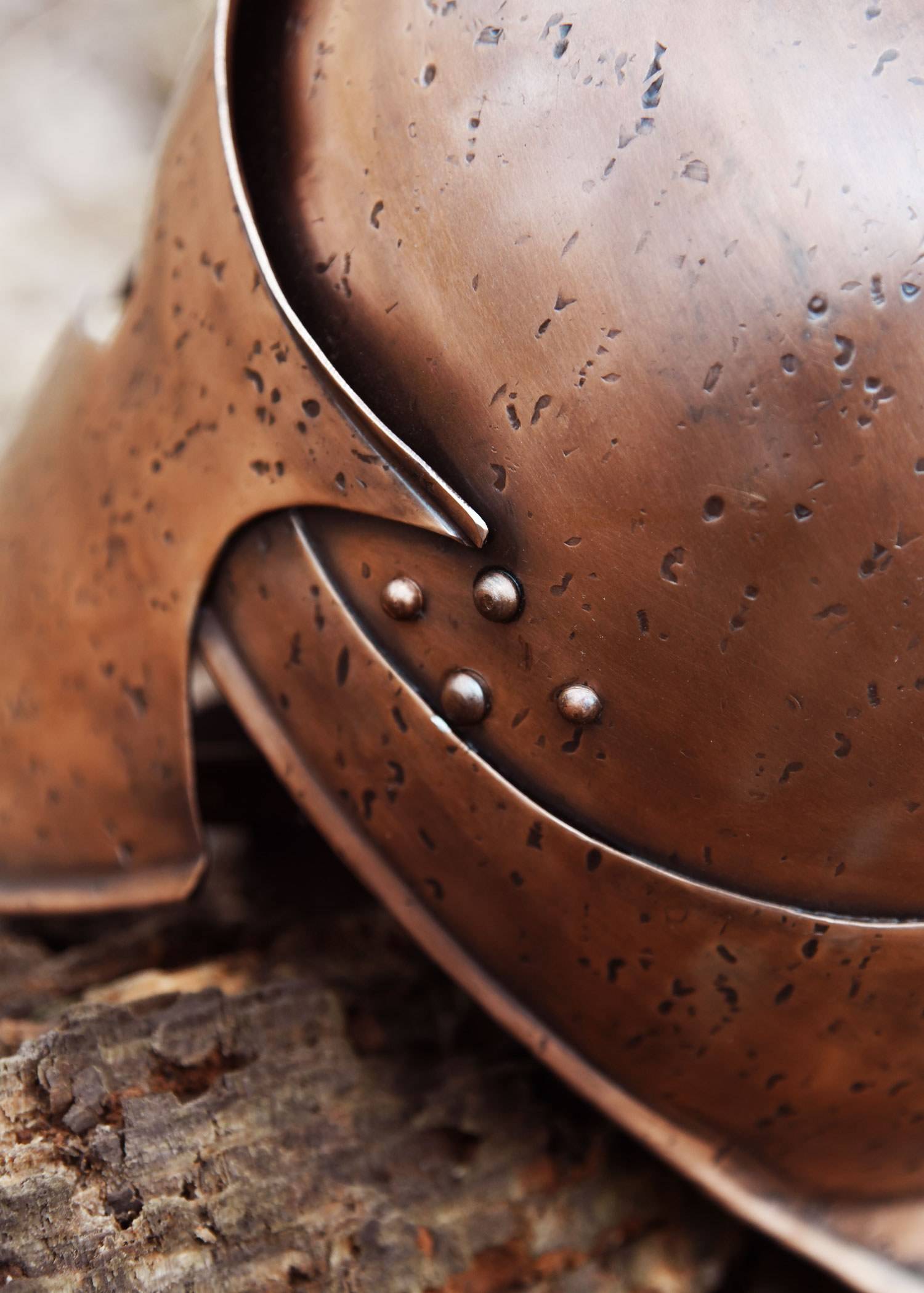 ​Griechischer Helm des Themistokles aus 1,2 mm Stahl mit antikem Bronze-Finish
