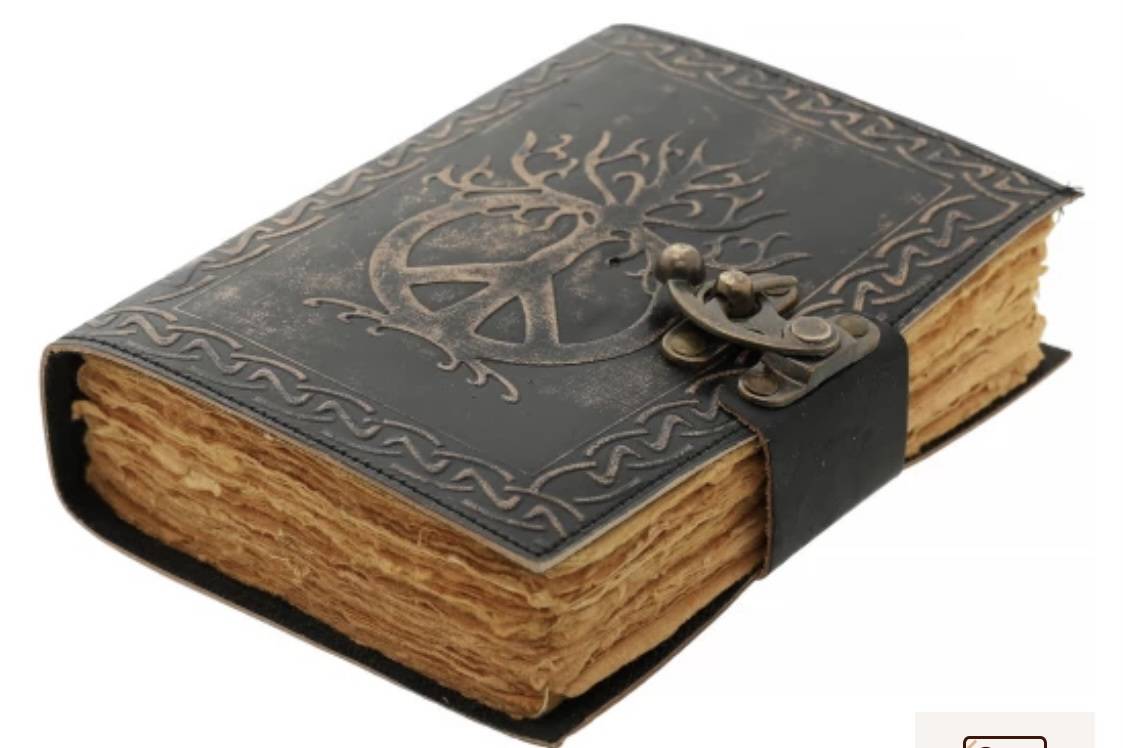 Handgemaakt Leren Notitieboekje Boom van de Vrede/ Ygdrasil boom