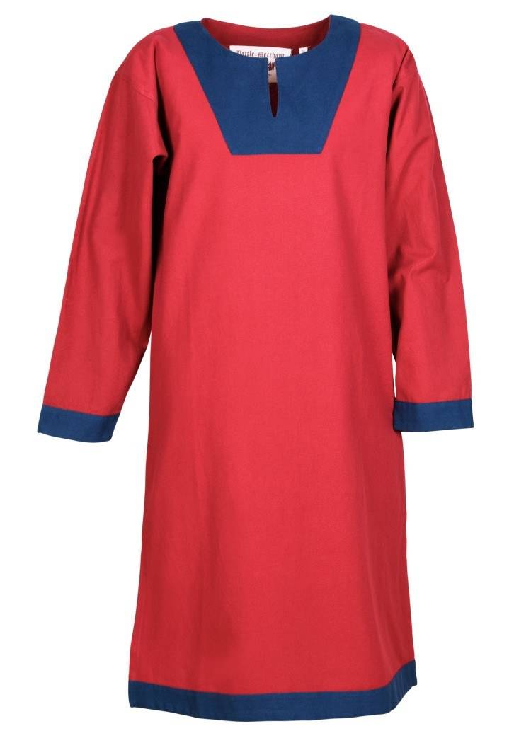 Frühmittelalterliche Tunika Vallentin, rot/blau