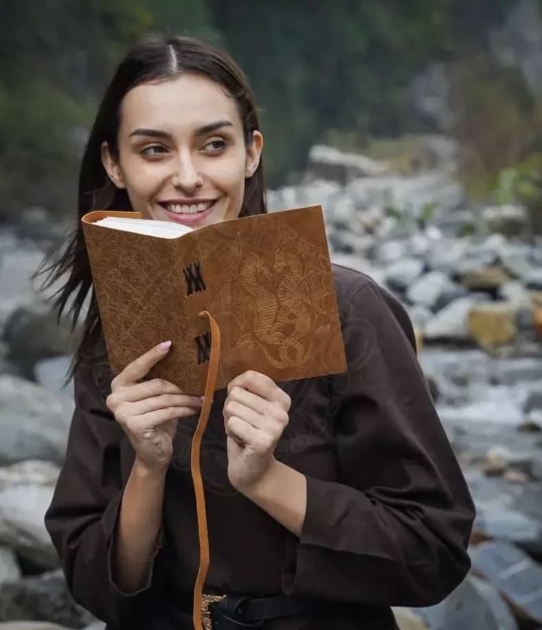 Handgemaakt leren Notitieboek met Draken