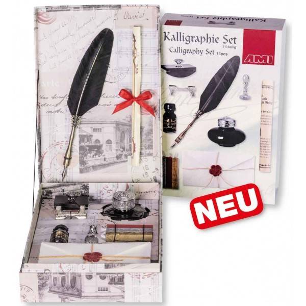 Kalligraphie Schreibset 14tlg. mit Federhalter