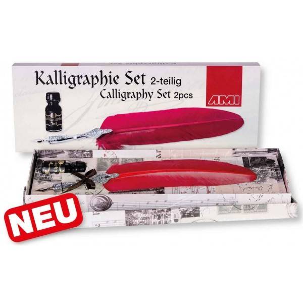 Kalligraphie-Tintenfass mit Feder