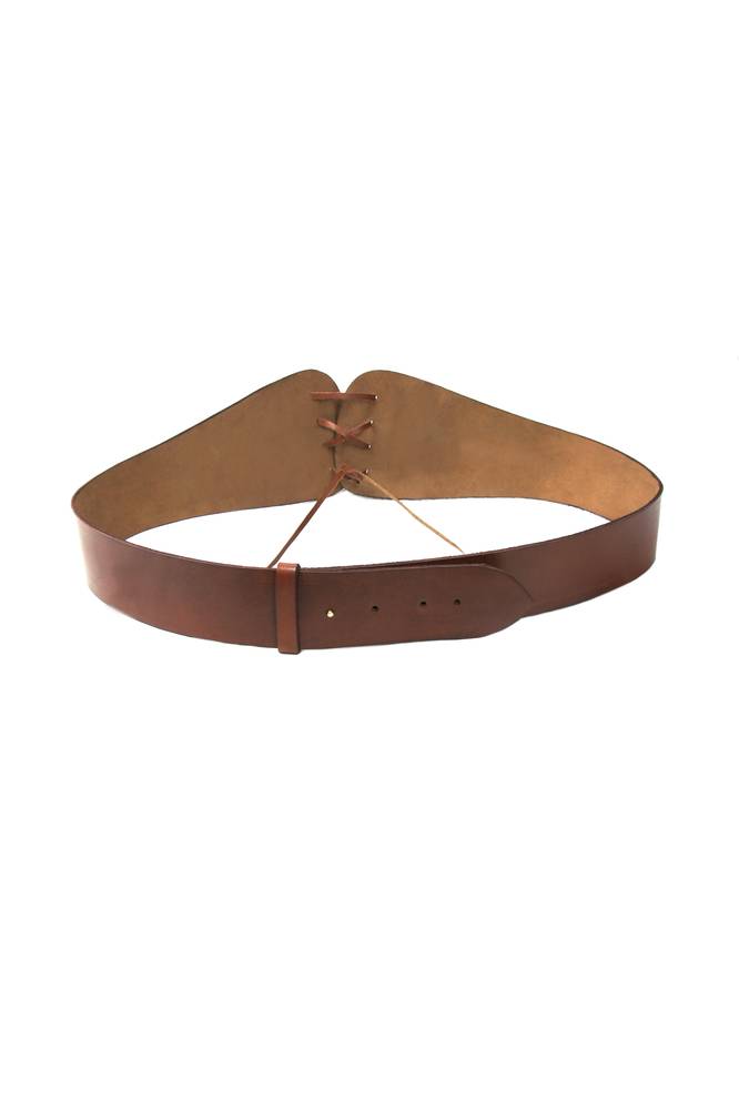Keltische Lederen Brede Dames Korset Riem /Taille Riem in Bruin