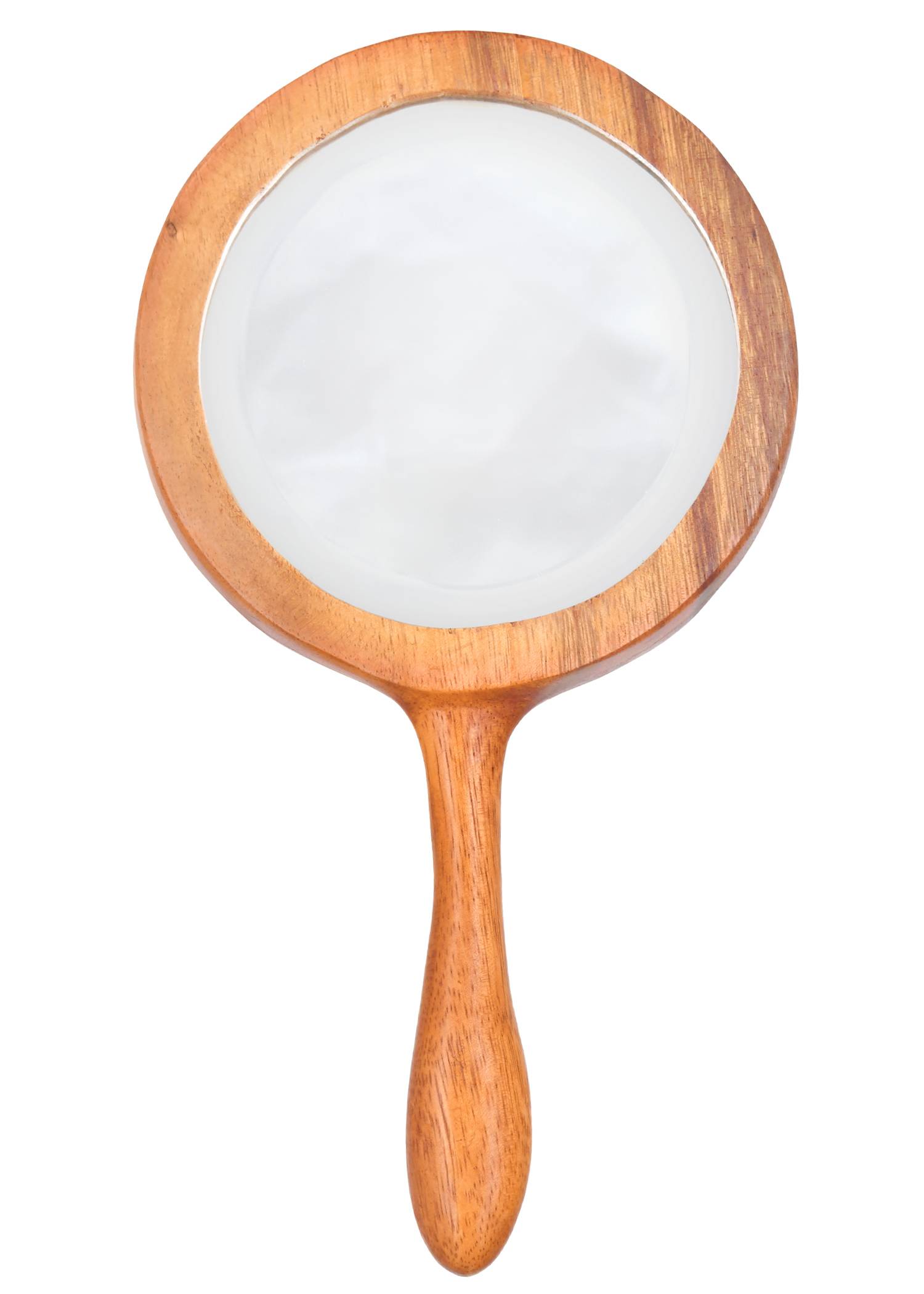 Houten handspiegel met triskelion en Keltische knopen, ca. 28 cm