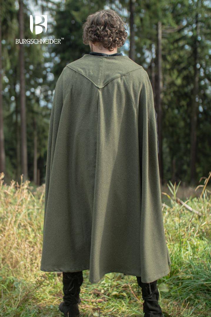 Middeleeuwse Cape/Mantel Justus van Wol in Olijfgroen