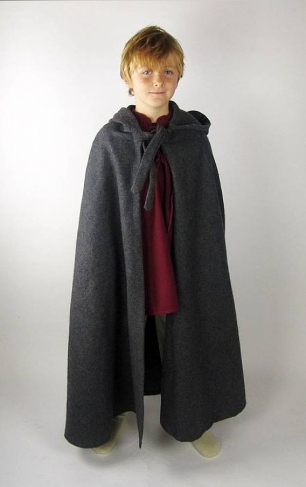 ​​Grijze Jager Kindercape in Grijs van Wol, ca. 105 cm