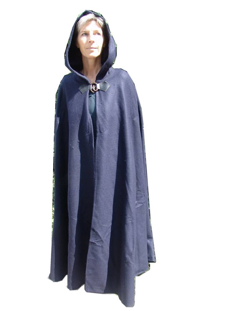 ​​​​​Middeleeuwse Wollen Cape in Groen, 160 cm