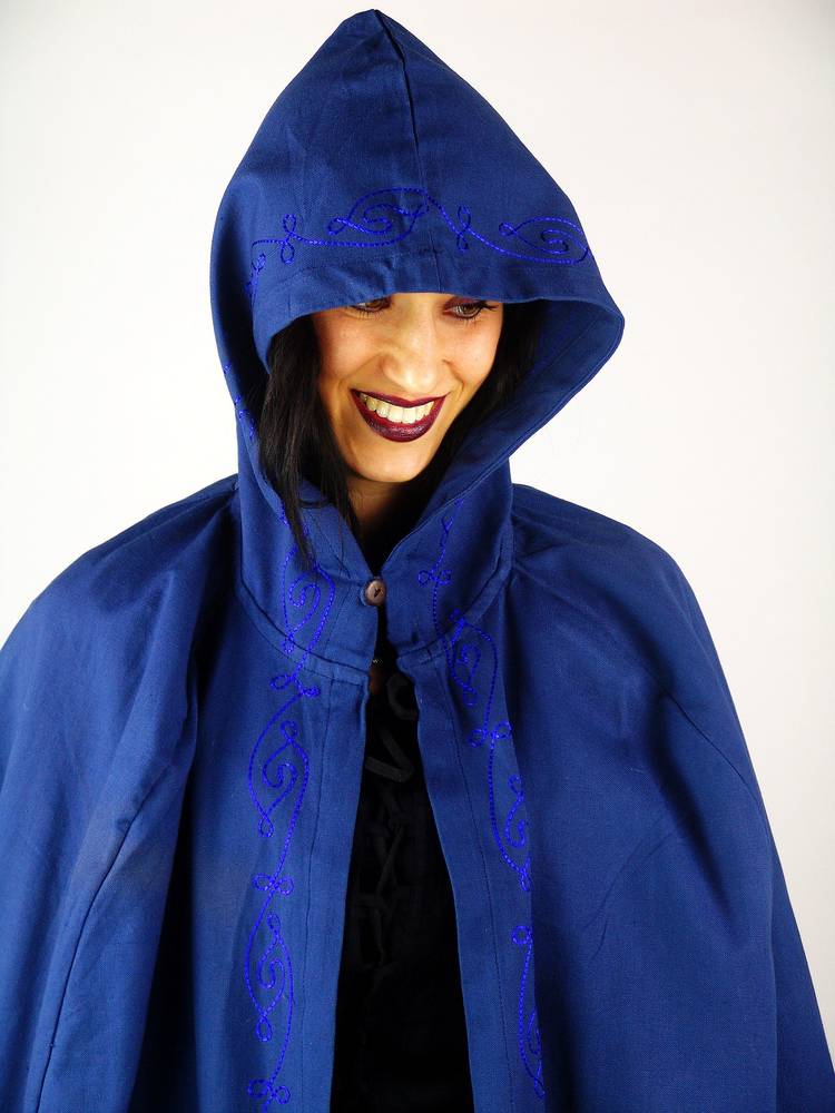 Middeleeuwse Katoenen Cape in Blauw, 131 cm