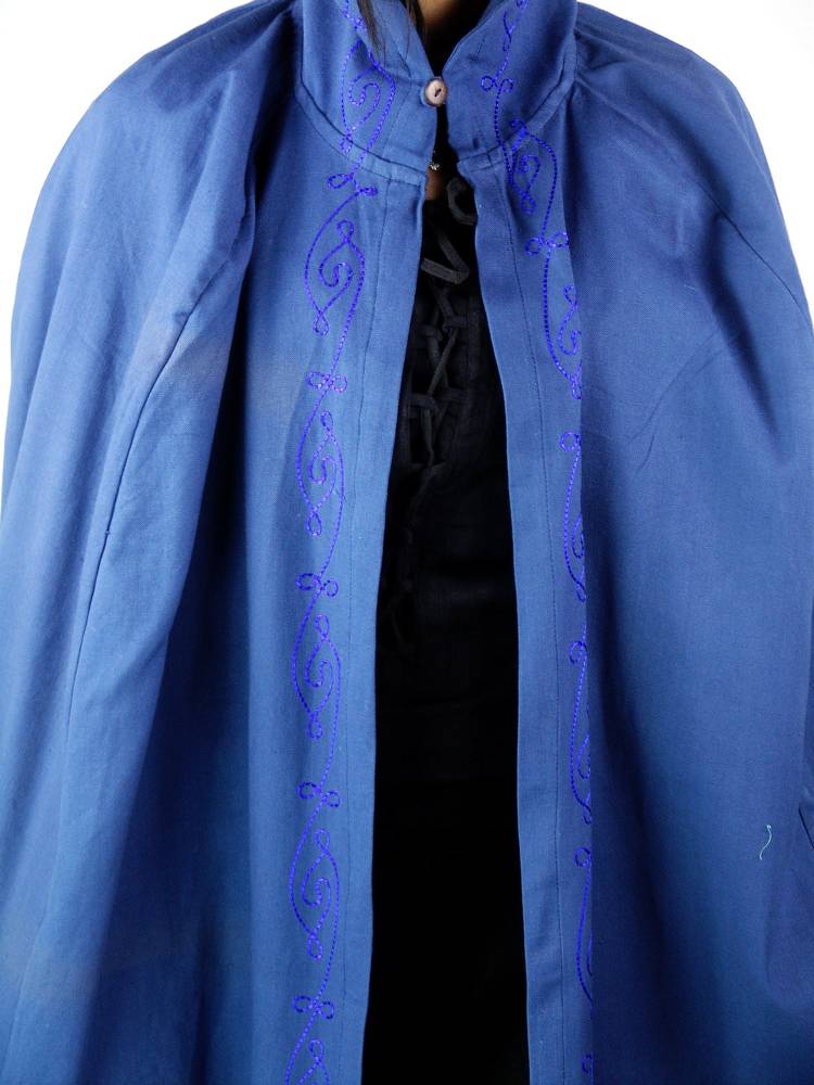 Middeleeuwse Katoenen Cape in Blauw, 131 cm