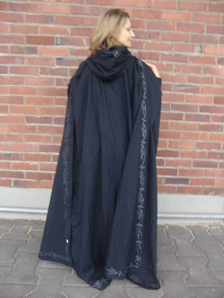 Middeleeuwse Katoenen Cape in Zwart , 131 cm
