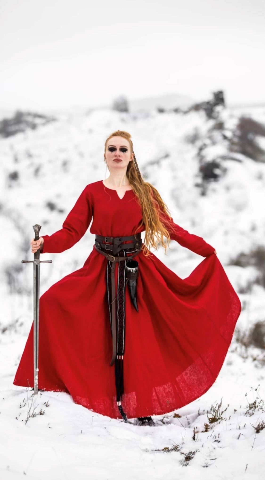 Vikingjurk Rood in 100% Linnen