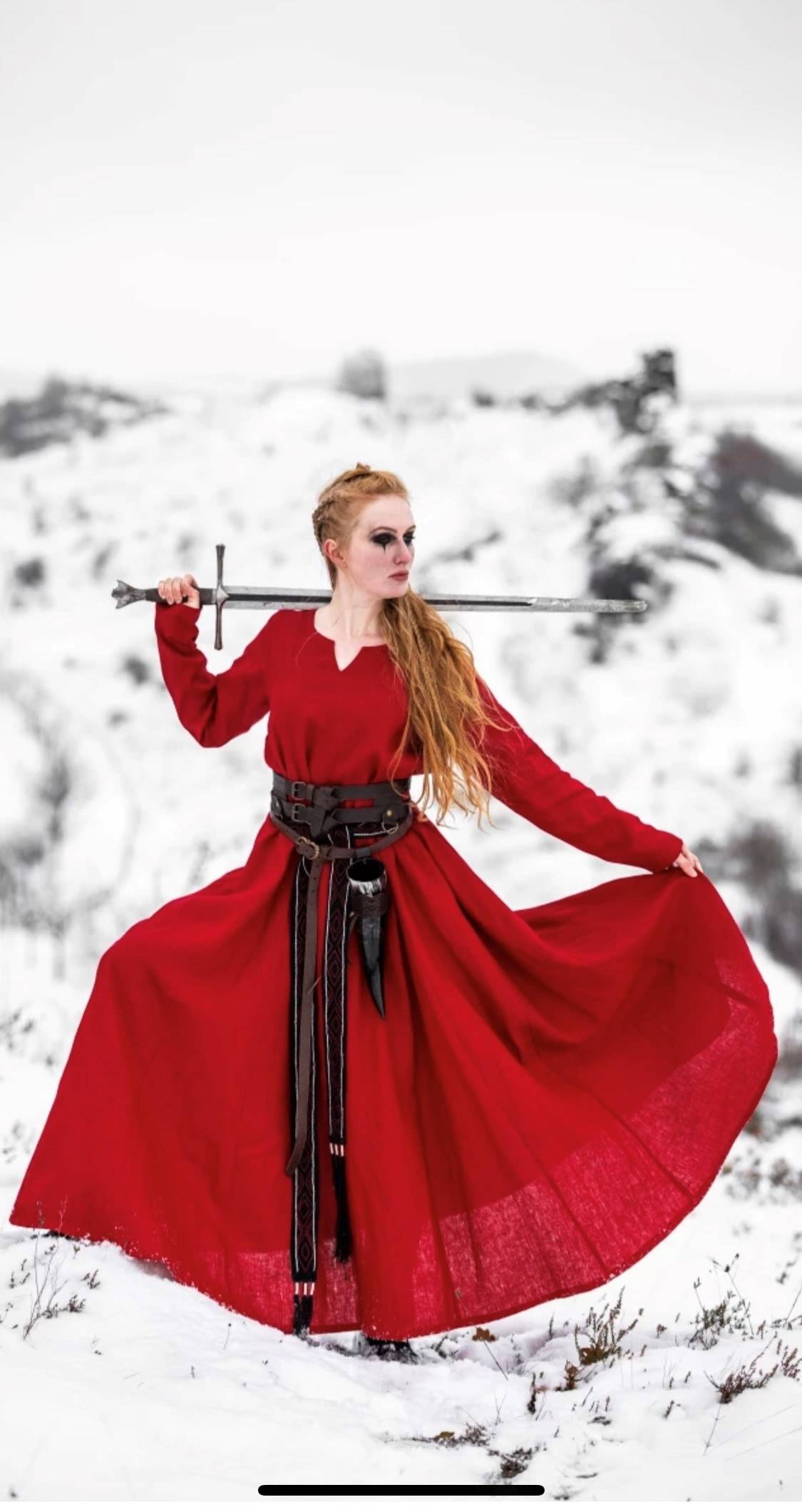 Vikingjurk Rood in 100% Linnen
