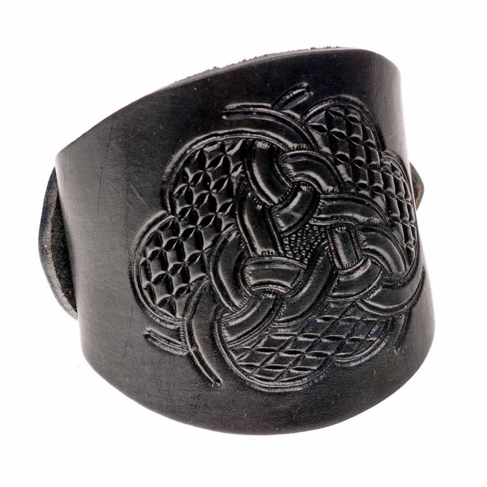 Leren Armband met Keltische Knopen Zwart