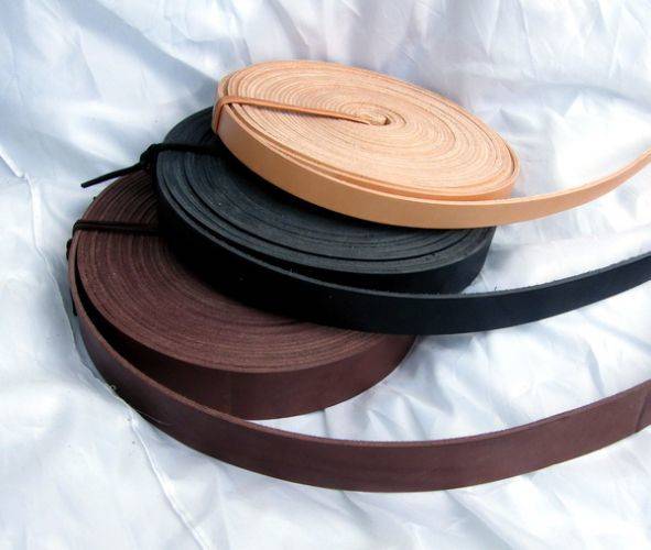 Lederen Riem per meter, 2 cm breed in Natuurkleur (UITVERKOOP)