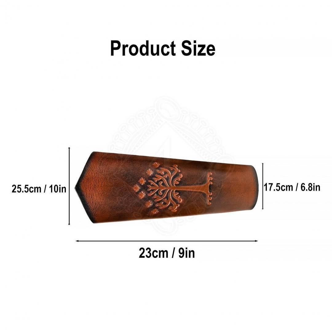 Lange leren armbanden met reliëf van de witte boom van Gondor van Lord of The Rings!