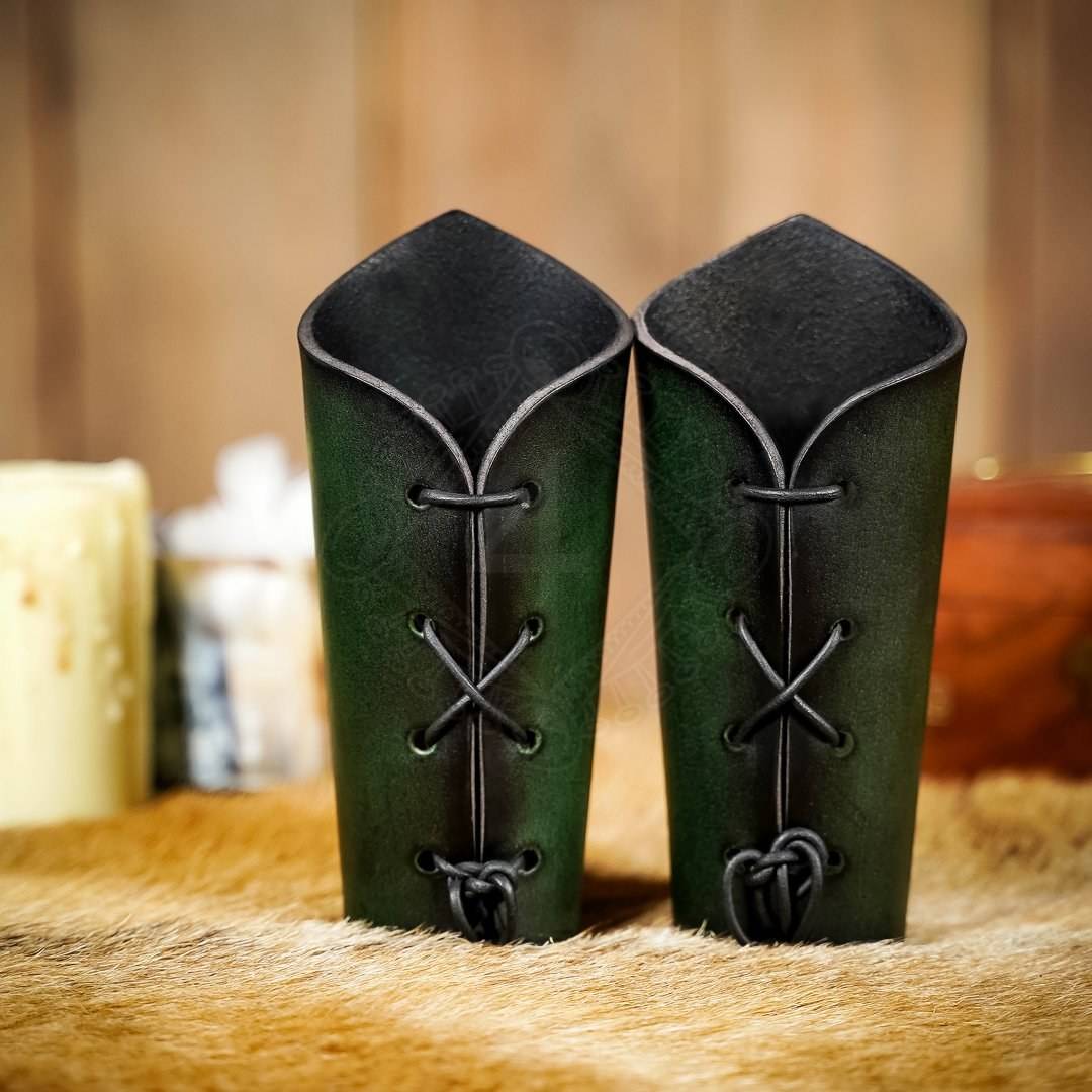Leren Polsbeschermers-Bracers met het reliëf van de Tree of Gondor van Lord Of The Rings in het Groen!