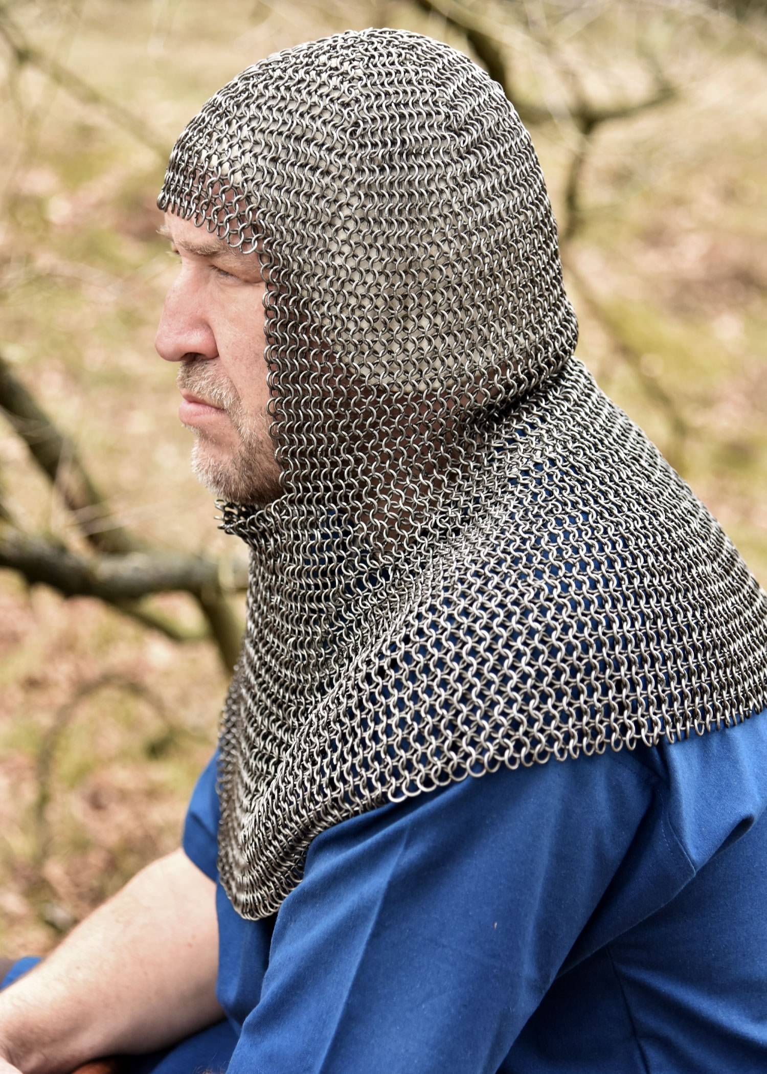 Kettenhaube aus Federstahl, rundringe, unbehandelt