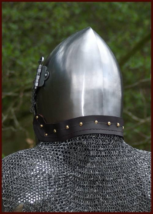 Maliënkolder Bisschops Kraag met Lederrand voor aan een helm
