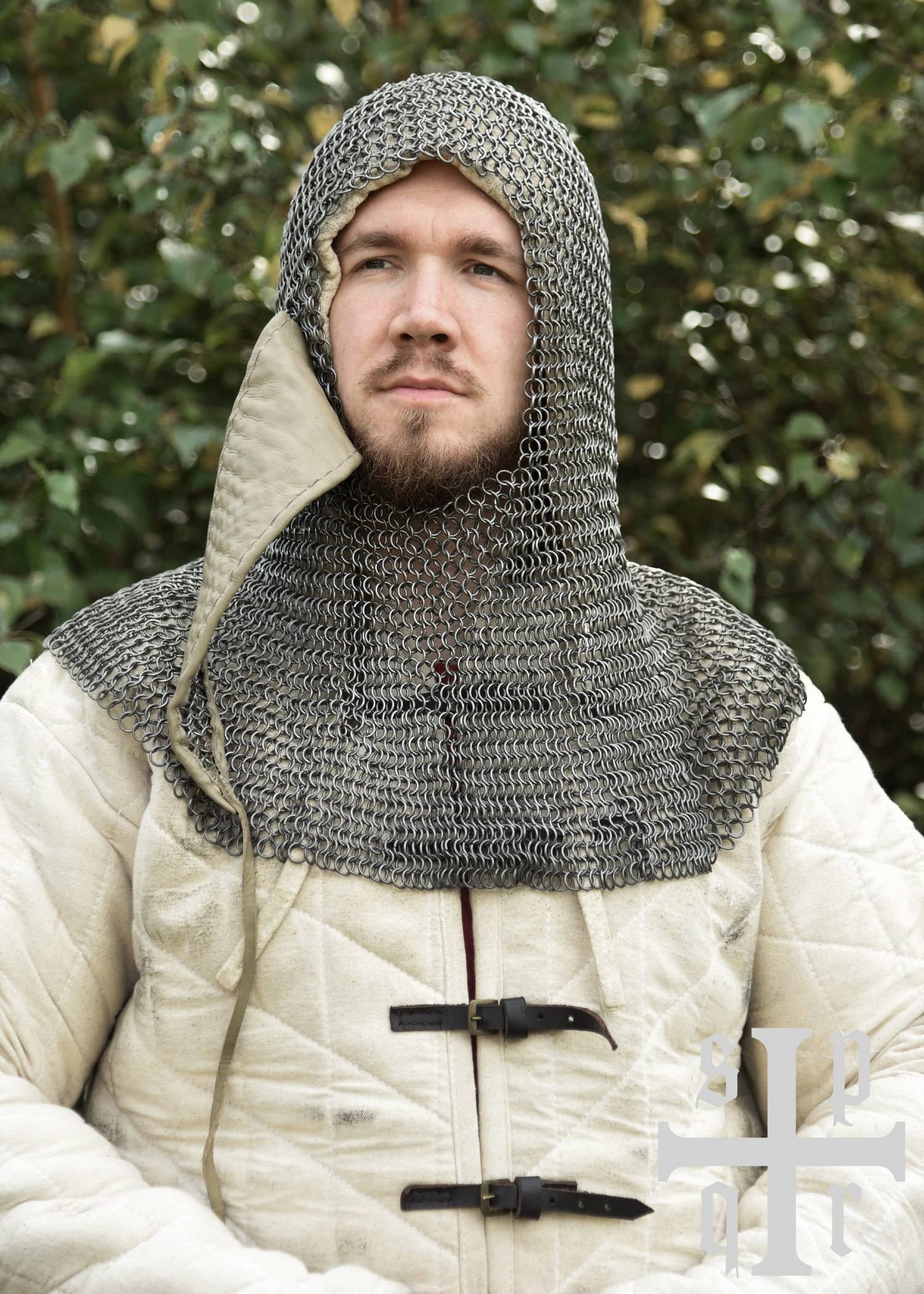 Maliënkolder Kap/Coif met driehoekige mondbeschermer, BTW, ID8mm, onbehandeld
