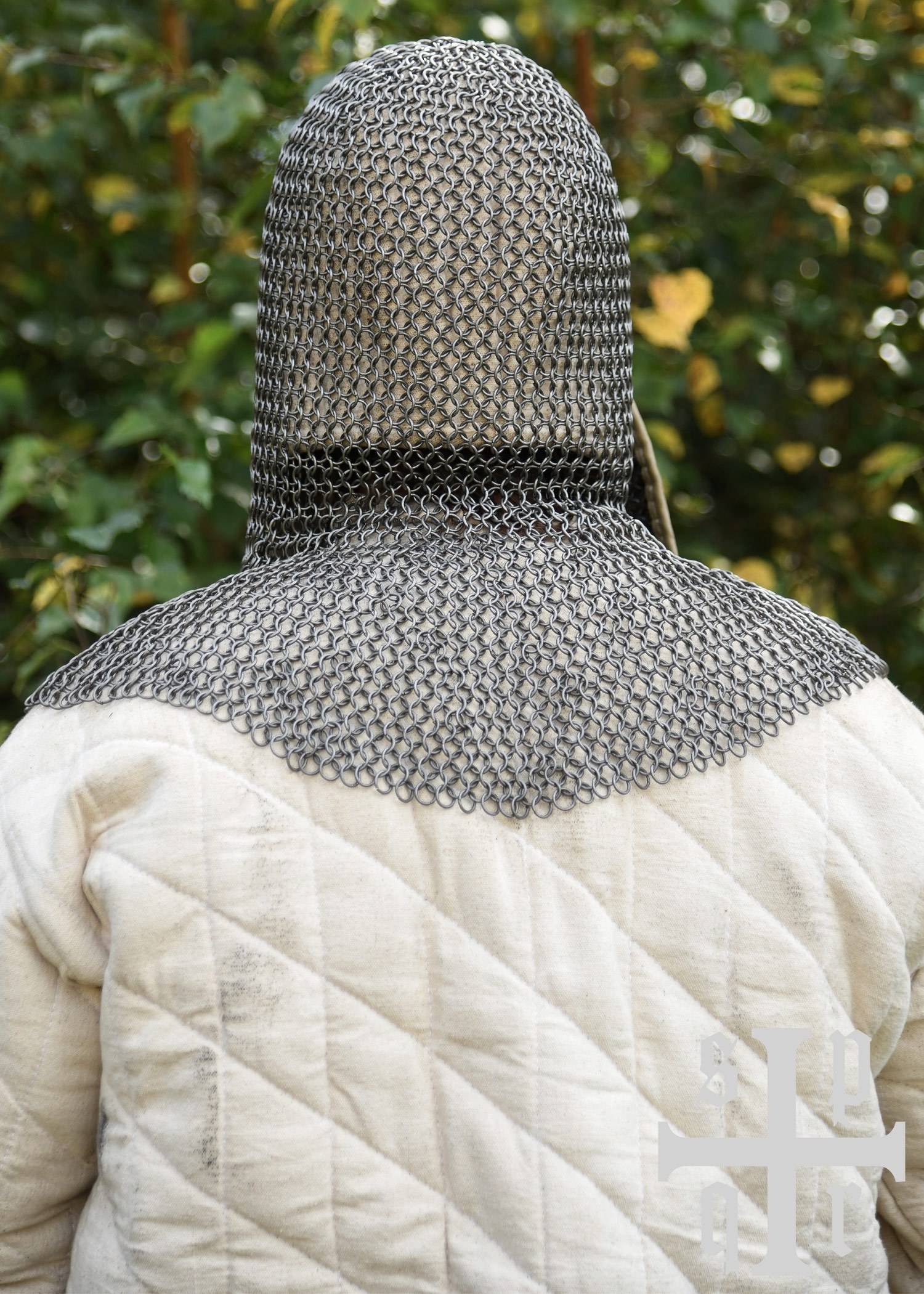Maliënkolder Kap/Coif met driehoekige mondbeschermer, BTW, ID8mm, onbehandeld