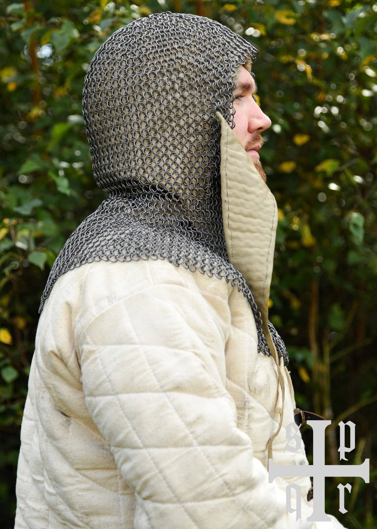 Maliënkolder Kap/Coif met driehoekige mondbeschermer, BTW, ID8mm, onbehandeld
