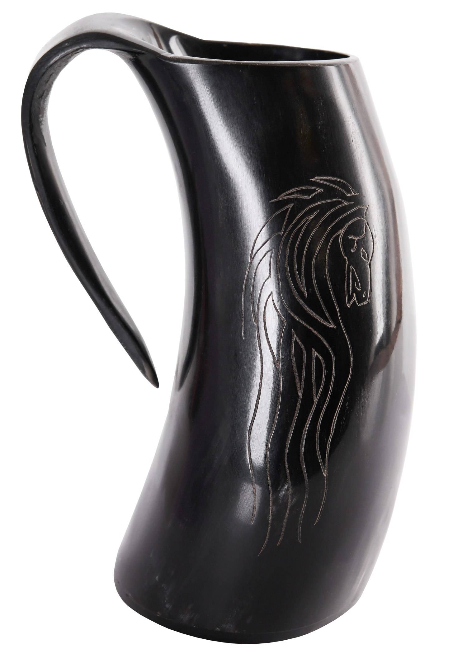 ​Großer Trinkbecher / Bierkrug aus echtem Horn