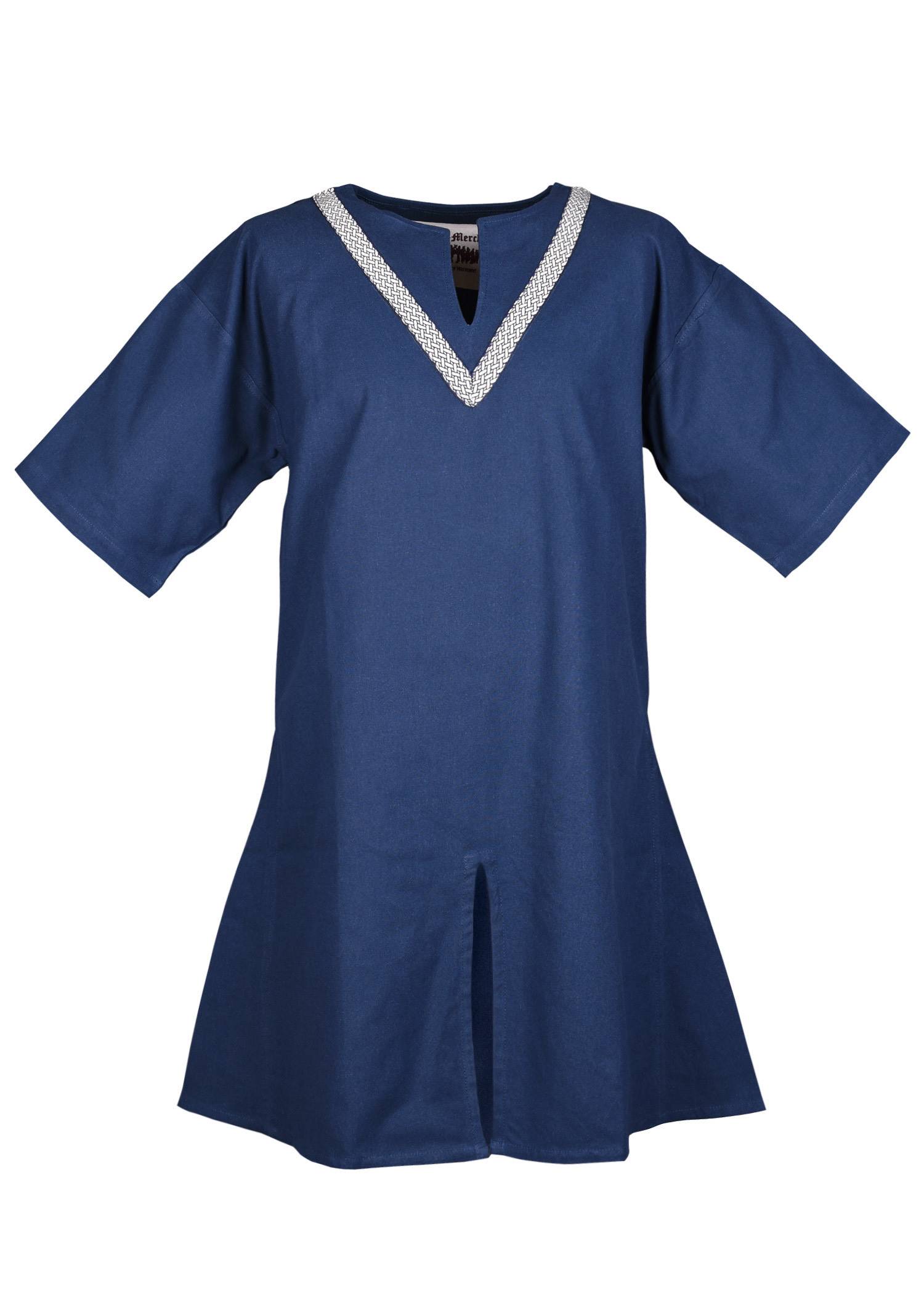 ​Mittelalterliche - Wikinger Kurzarm-Tunika mit Bordüre, für Kinder, blau