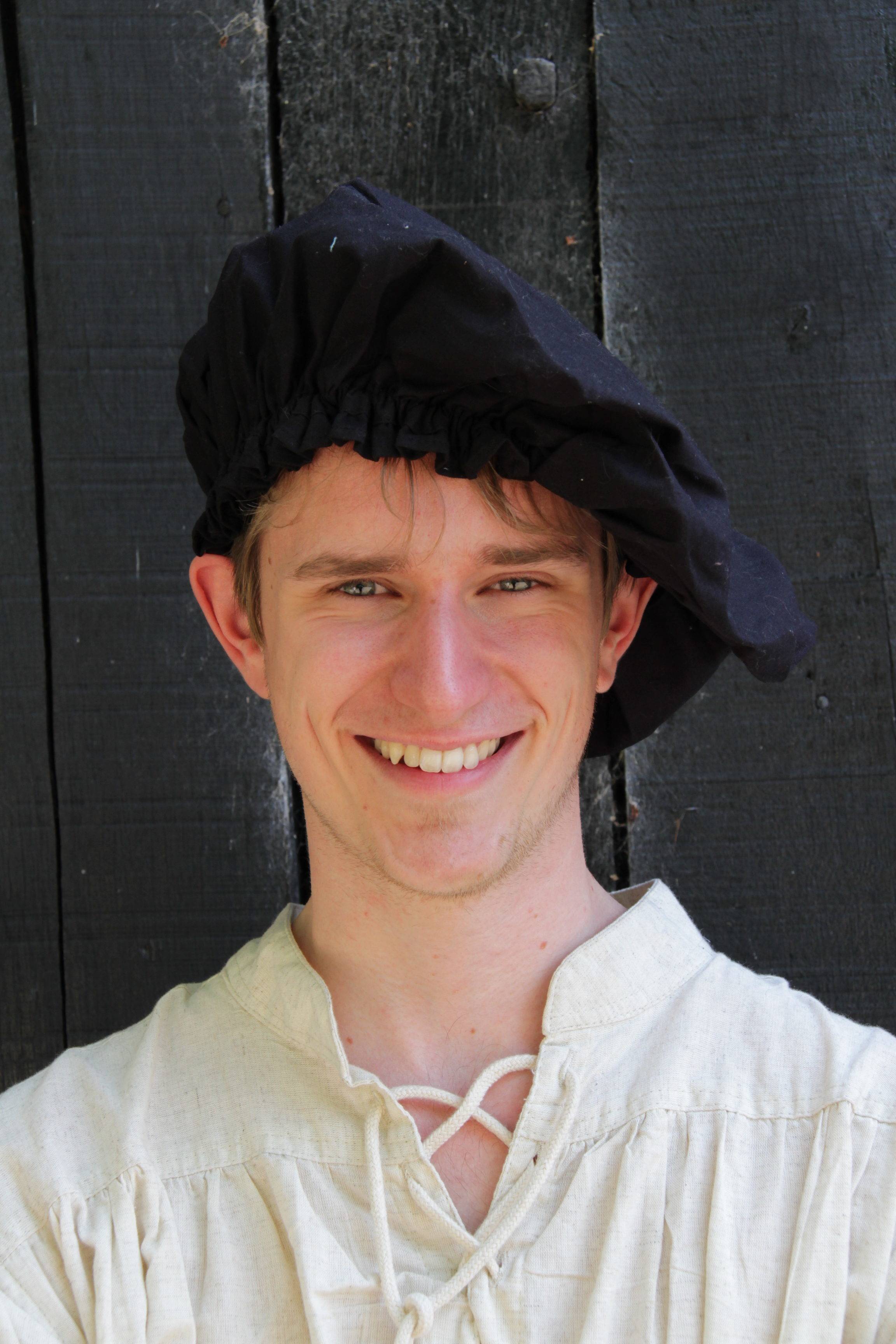 Mittelalter Barett aus Baumwolle in Schwartz