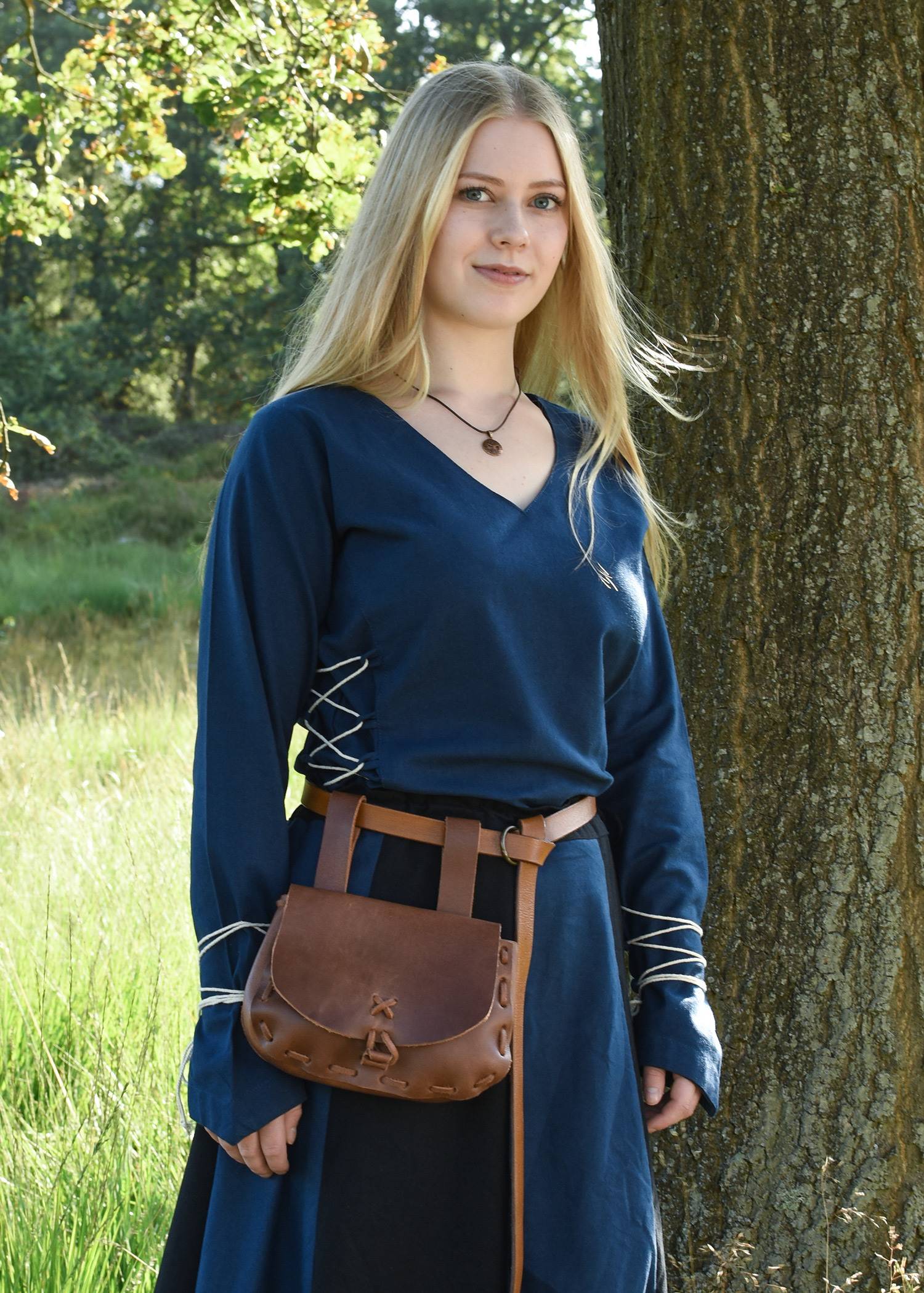 Middeleeuwse Dames Blouse in Blauw