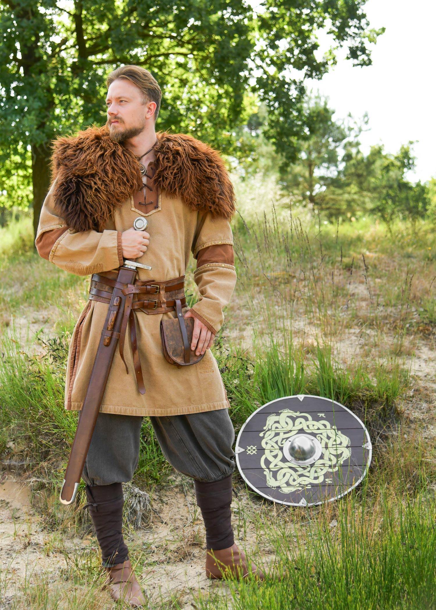 Wikinger / Mittelalter Rushose im Used-Look, in Schwarz/Braun